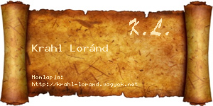 Krahl Loránd névjegykártya